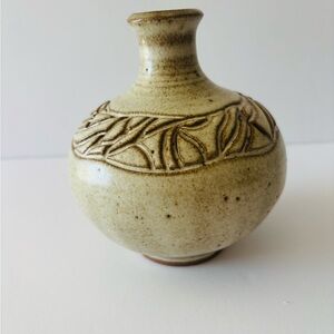 1960’s Handcrafted Ceramic Bud Vase in Earthy Cream